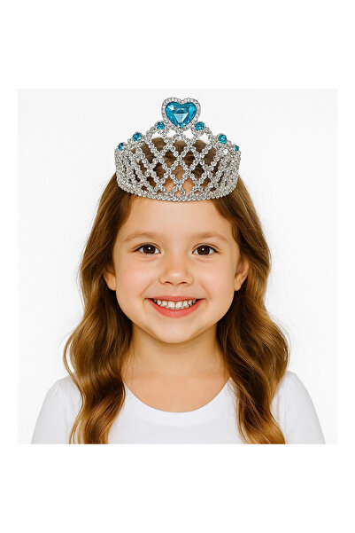 Enseb Coroana Regina Coroana Printesa de culoare argintie cu inima albastra