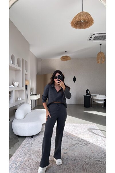 Buket Teke Anthracite Half Zipper Corded Fabric Basic Set