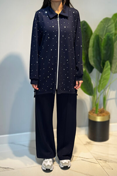 Lale Butik Zımba Detail Tunic Trousers Set 2121 Navy Blue