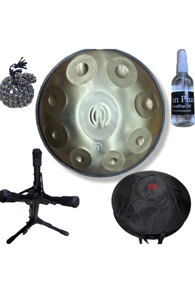 ARSHA FULL PAKET STEEL HANDPAN 9 nota Re Minör ( Stand +ÇANTA+BAKIM YAĞI VE KORUYUCU RENKLİ KUŞAK)
