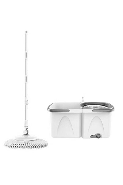 NKX Deluxe 360 Spin Mop with Foldable Dual Compartment Bucket 48cm x 25cm x 23cm Bucket 130cm