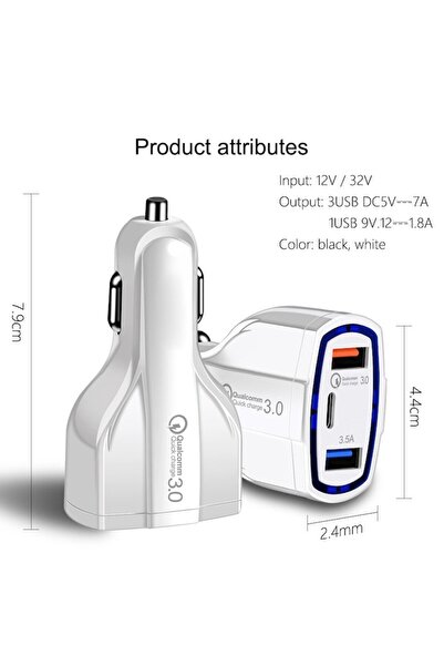 PlanetPhone Fast Car Charger with 2 USB Ports and 1 USB-C Port, Quick Charge, 3.1 Ah