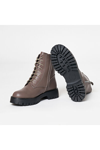 LanaFashion Women's boots made of ecological leather, sole 4cm CRL0625 KHAKI