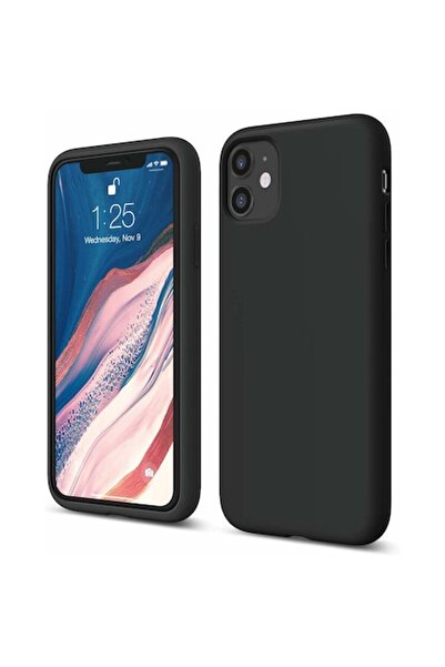 PlanetPhone Husa pentru iPhone 11, Neagră, silicon si catifea la interior, pr...
