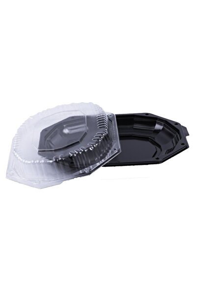 LYNICOS Platou de servire cu capac și închidere in puncte, Plastic, Negru, 50 buc/set , 430x280x40 mm