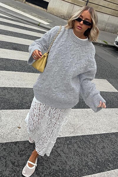 Seeh Gray Knitwear Knitted Women's Sweater Sh292