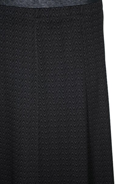 HESNA Women's Efsun Winter Zigzag Printed 8-Piece Elastic Black Skirt