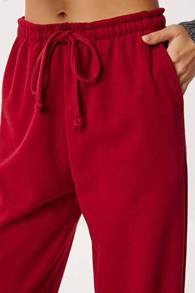 Lovelyİstanbul Very Soft Textured Thessaloniki Sweatpants Lub0063 Light Bordo