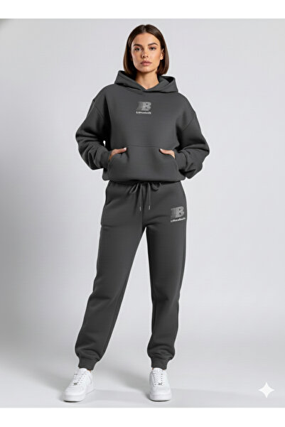 NİCE Set de trening premium pentru femei, cu trei fire, compact, cu glugă din bumbac - Set de sus și de jos