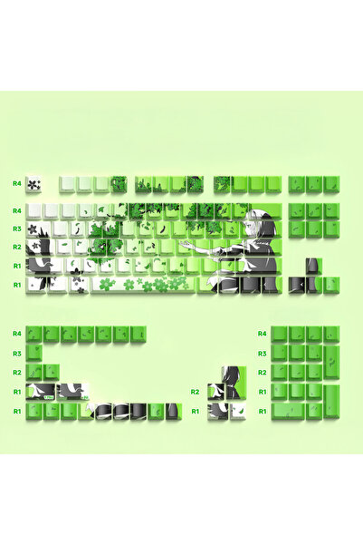 silabor 129 Tuş Orijinal Yan Baskılı Yarı Saydam PBT Süblimasyon Mekanik Klavye Tuşları Klavye Keycaps