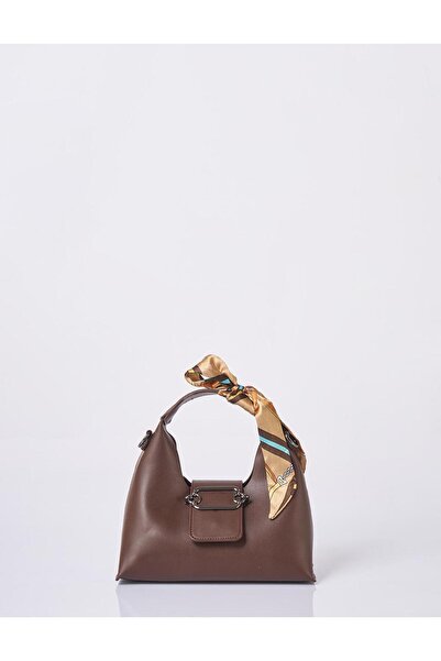 Kayra Faux Leather Bag with Scarf Detail Bitter Brown