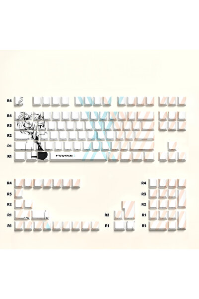 silabor 129 Tuş Orijinal Yan Baskılı Yarı Saydam PBT Süblimasyon Mekanik Klavye Tuşları Klavye Keycaps