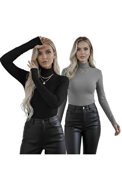 hashtag Body de damă cu detalii la degete - Set de 2 piese cu mâneci lungi | ...