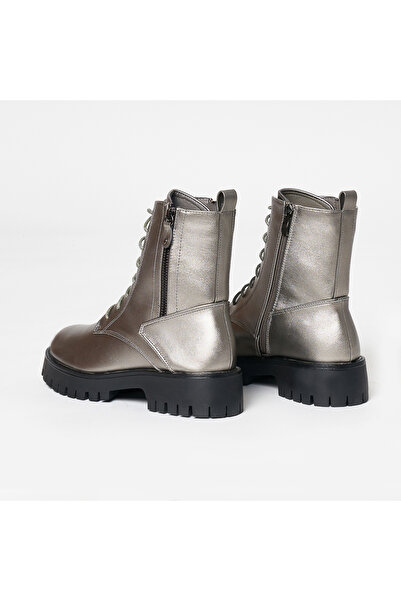 LanaFashion Women's boots made of ecological leather, sole 4cm CRL0625 Pewter