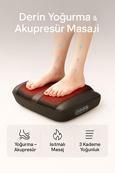 Coverzone Shiatsu Ayak Masaj Aleti – Yoğurma, Akupresür, Isıtma ve Çok Kademe...