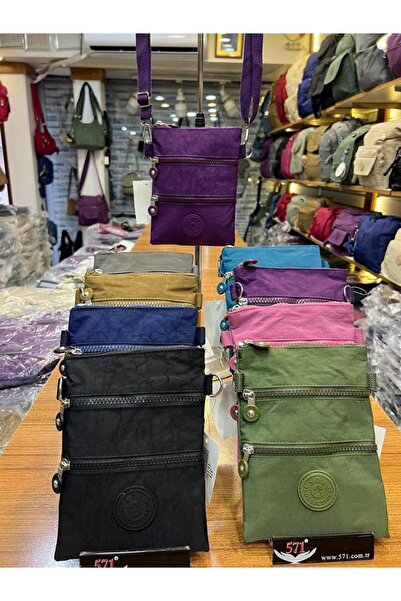 571 Collections Çanta Cross Strap Three Compartment Practical Phone Holder Bag Black Model: (571-15g)