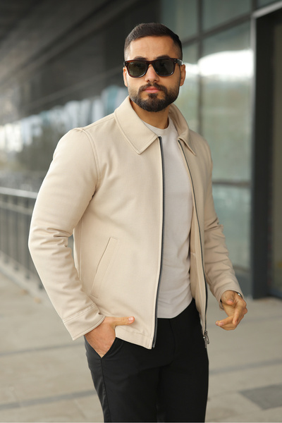 BASEL.CO Slim Fit Basic Double Zipper Lightweight Puffer Jacket