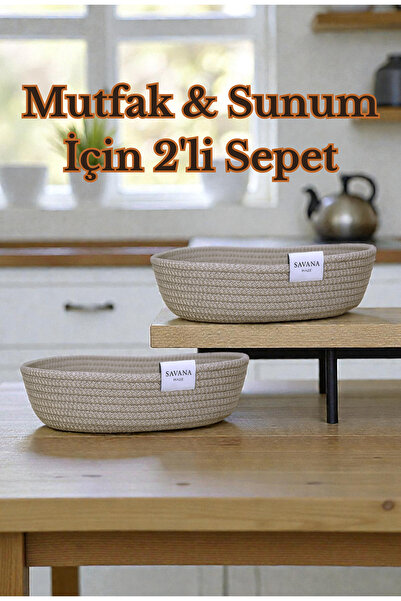 Savana Haze Suitable for Serving Bread and Food in the Kitchen with Handmade Wicker Weave Structure, Presentation Set of 2