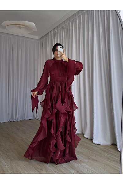 İZYA Midi Şifon Siyah Kadın Elbise