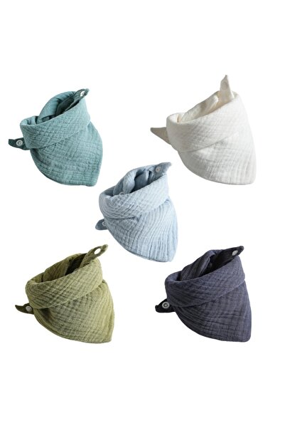 OEM Set de 5 bavete tip eșarfă, cu capse, 100% bumbac, multicolore, băieți