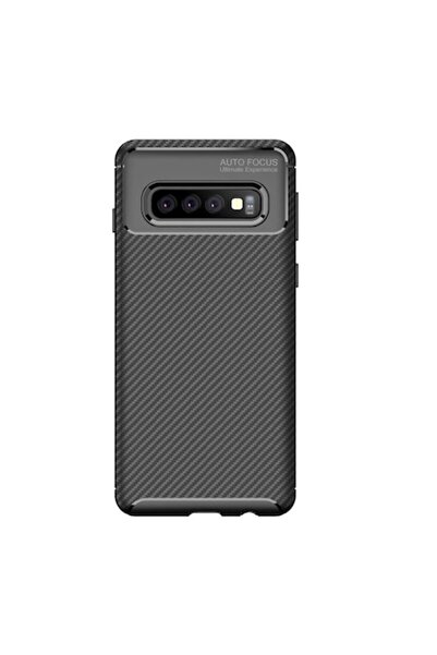 PlanetPhone Husa pentru Samsung S10 Plus, neagra, stil carbon, din silicon, u...