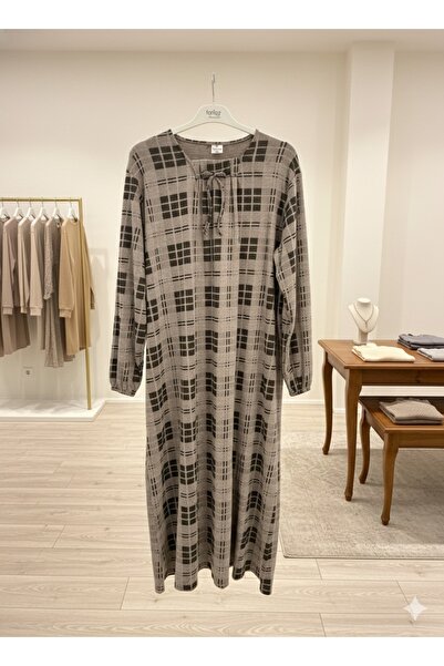 fariza tekstil U yaka Lizzy kumaş geniş kalıp anne tesettür elbise