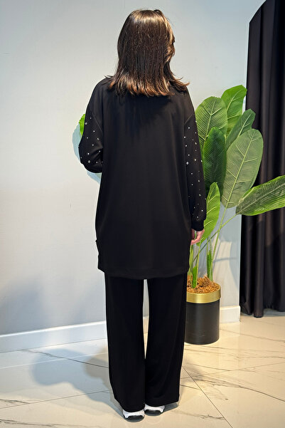 Lale Butik Zımba Detail Tunic Trousers Set 2121 Black