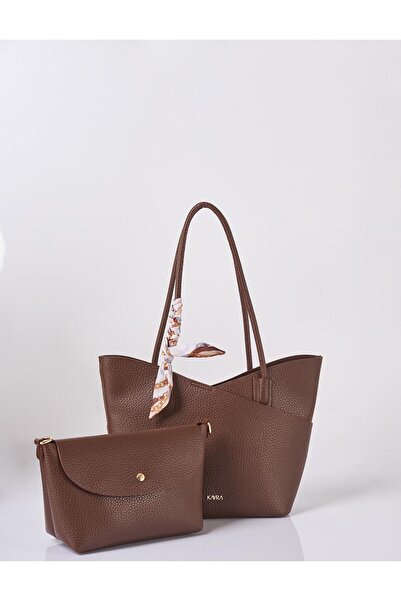 Kayra Puppy Scarf Detailed Bag Bitter Brown