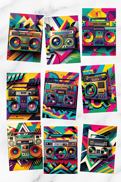 qoeuyl boutique Καρτοποστάλια με θέμα τη ρετρό μουσική της δεκαετίας του '90