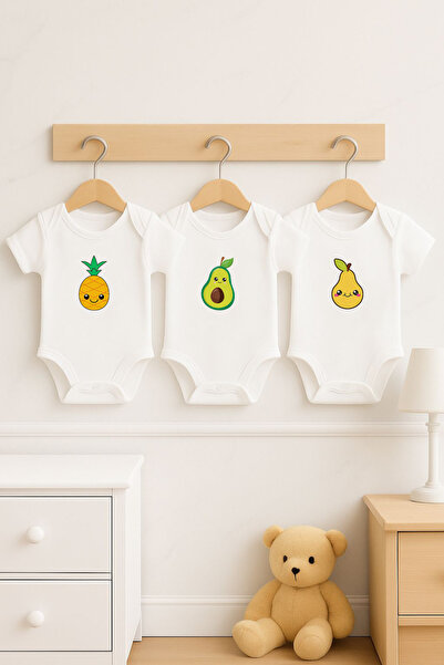 Bebe wini 3pcs من ملابس الأطفال القطنية العضوية بنسبة 100%، مطبوع قطعة بأكمام...