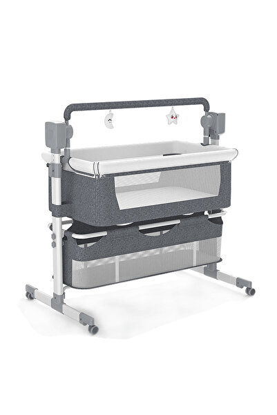 Quality stuff سرير صغير للأطفال - سرير متعدد الاستخدامات بجانب السرير مع ناموسية