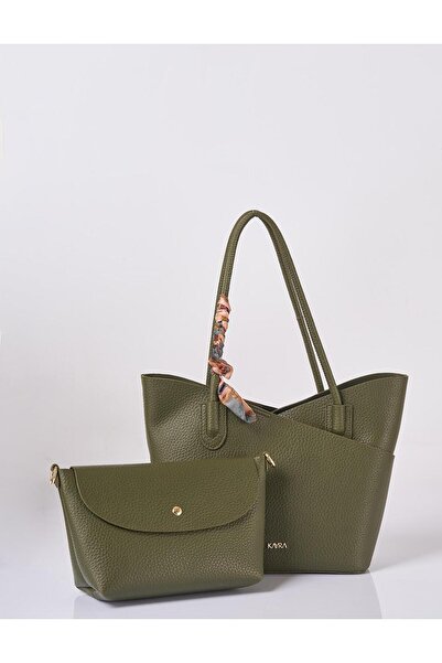 Kayra Puppy Scarf Detailed Bag Khaki