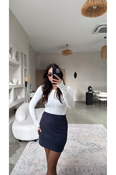 Buket Teke Navy Blue Nubuck Skirt