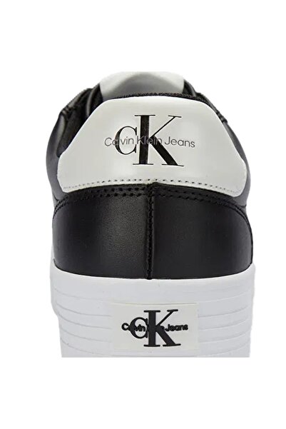 Calvin Klein Vulc Flatform Laceup Leather Womens Sneaker Genuine Leather Women's Casual Sports Shoes Black
