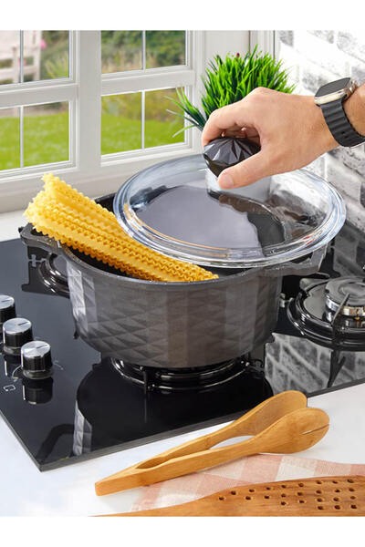 PoloChef وعاء طهي من الجرانيت المصبوب بعمق 20 سم مع قاعدة غير لاصقة