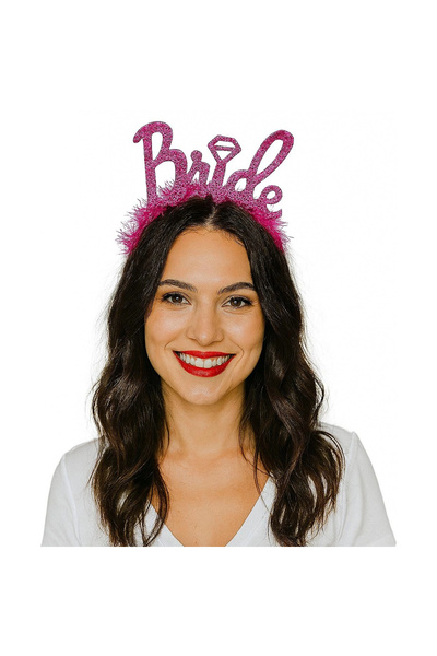 byzm تاج العروس ذو اللون الفوشيا مع خاتم زفاف مكتوب عليه عبارة "Bachelorette