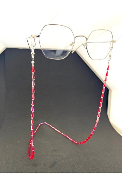 Optic Master Pyramid Full Stone Eyeglass Cord / Chain Red