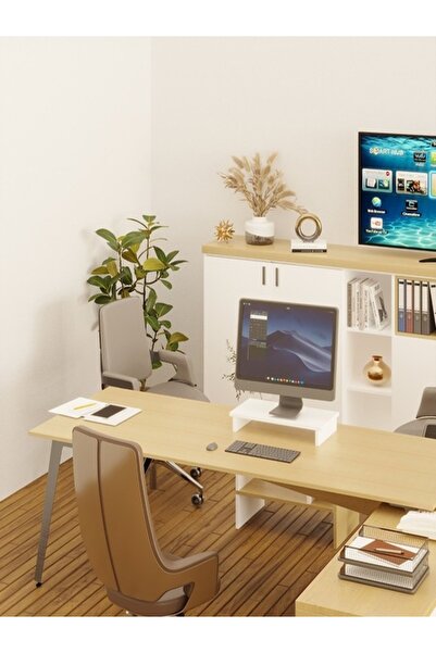 viesmo Beyaz Monitör Altlığı Mobilya