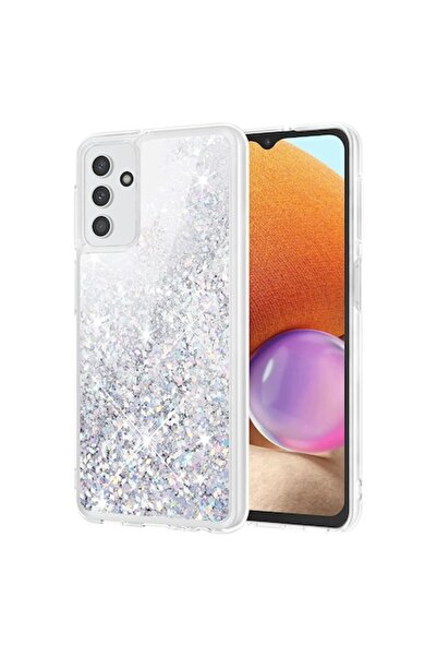 PlanetPhone Husa pentru Samsung A04S, Argintie cu sclipici si apa, din silicon, protectie camera, slim