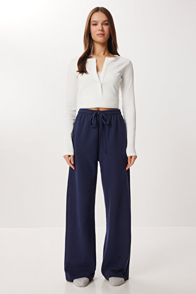 Lovelyİstanbul Very Soft Textured Thessaloniki Sweatpants Lub0063 Dark Navy Blue