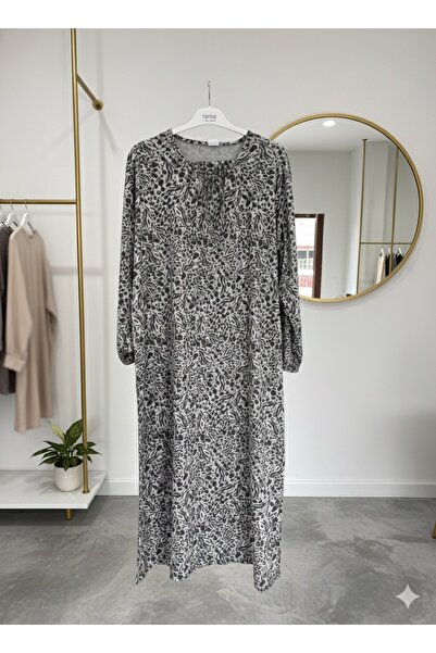 fariza tekstil U yaka Lizzy kumaş geniş kalıp tesettür anne elbise