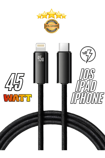 SURTECH 45W PD Şarj Kablosu 6A Dayanıklı Hasır | Lightning Type-C | iPhone 11...
