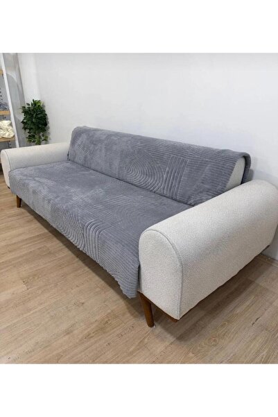 seltenet Non-Slip Base Sponge Welsoft 3-Seater Sofa Cover - Sofa Bed Cover 100X210 Gray Color