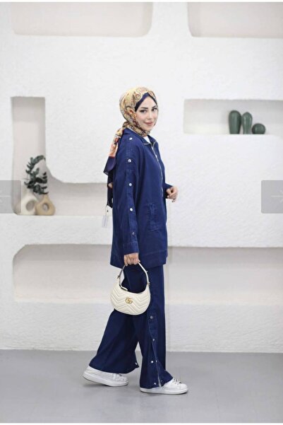 My City 5681 - Stylish Comfortable Thin Fabric Women's Soft Denim Pants Jacket Set