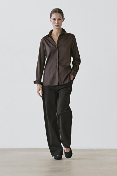 Massimo Dutti Çizgili dökümlü gömlek