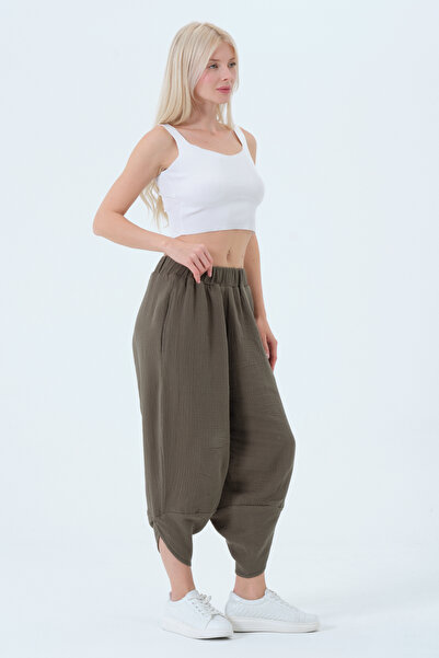 RELAXL 2Xs-10Xl 100% Cotton Muslin Khaki Green Baggy Yoga Wear