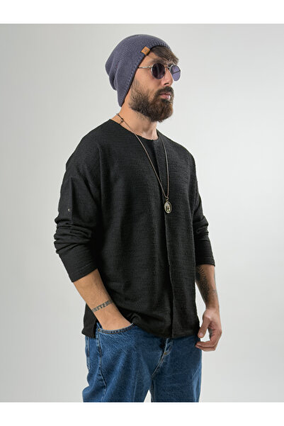COCOPELLI Design Çima Detailed Men's Black Sweat Coc2632