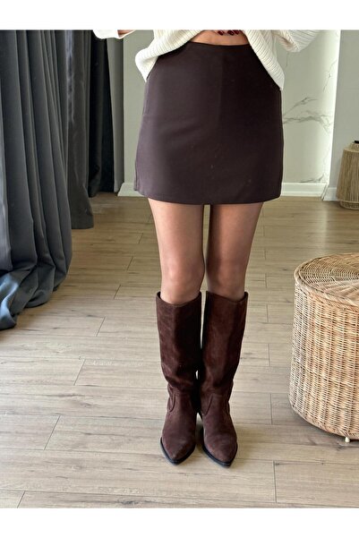 X-Young Țesătură cu fermoar lateral fustă pantalon scurtă MARO ÎNCHIS