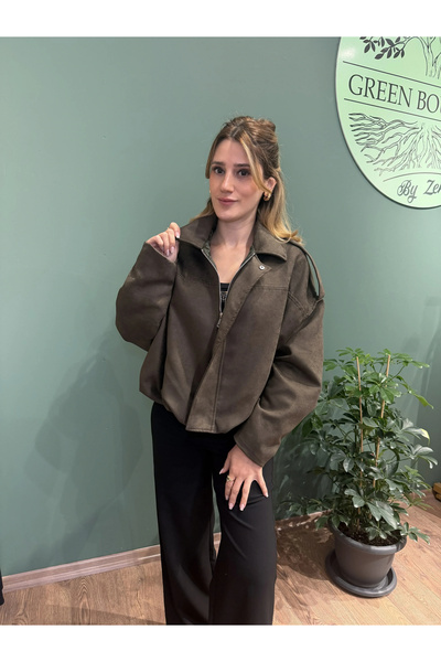 Greenboutique سترة من جلد الغزال بومبر