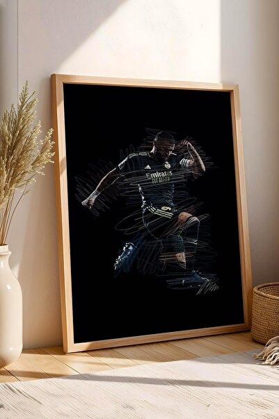 Saturn Портрет на Карим Бензема, рамка за футболна снимка - естетичен постер